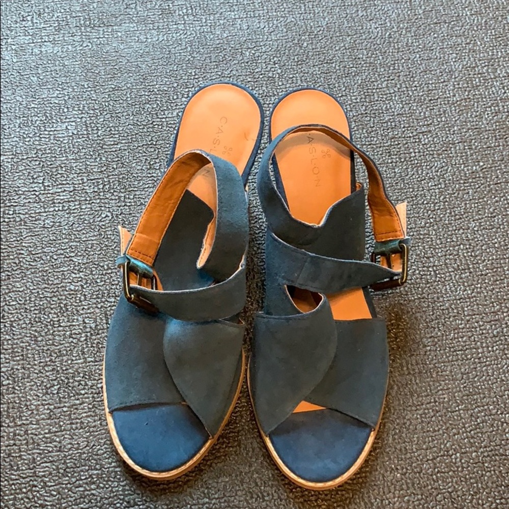 Navy Suede Wedge Sandal